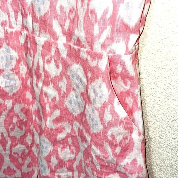 Gap 100% LINEN Pink White Dress Size 4 - Picture 4 of 12